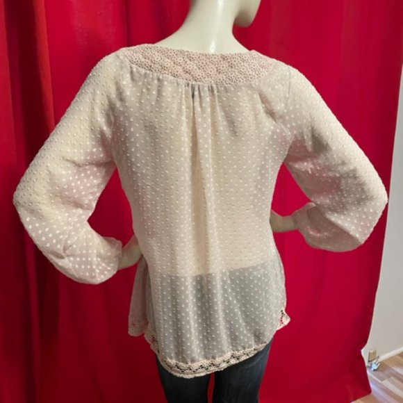 Daniel Rain Sheer Pink Blouse Size Small - Picture 5 of 6
